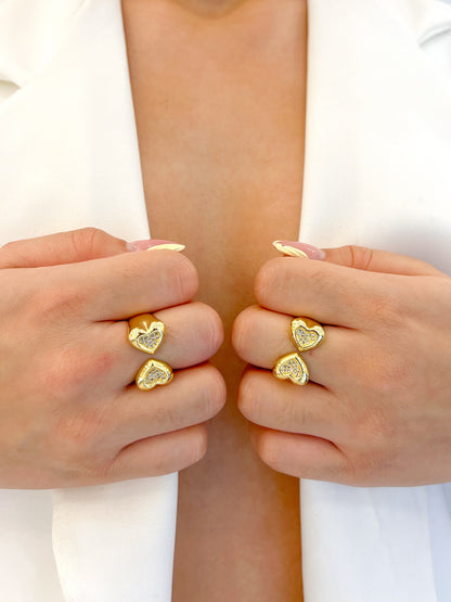 Double Heart Zircon Ring