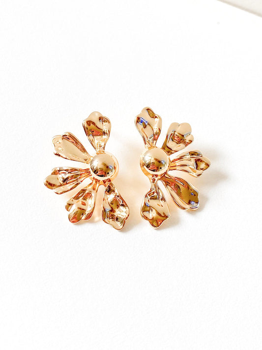 Half Flower Gold Earring